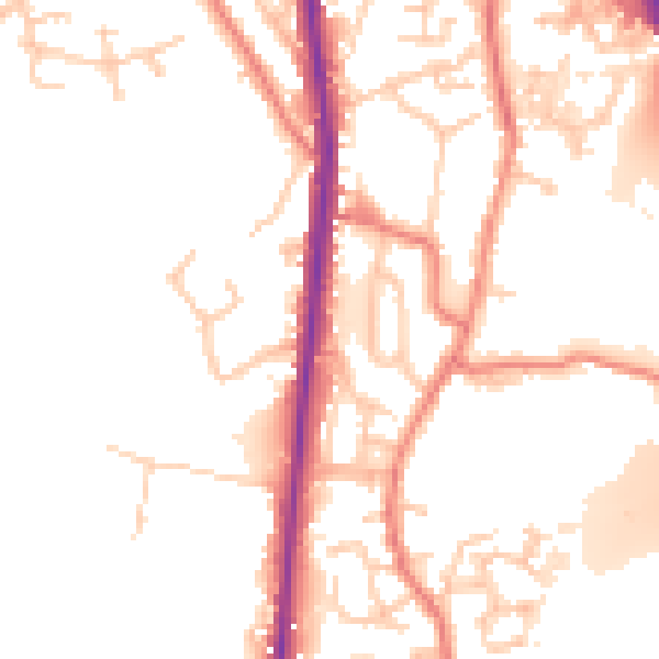 Daytime road noise heatmap for PR6 7HD