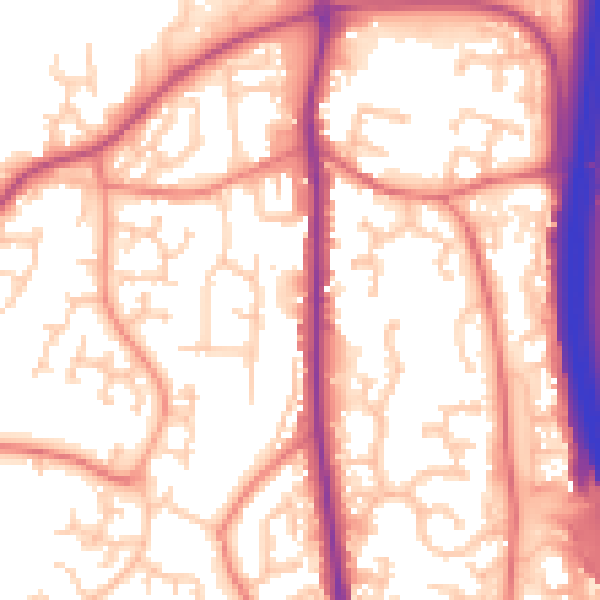 Daytime road noise heatmap for PR6 7JD