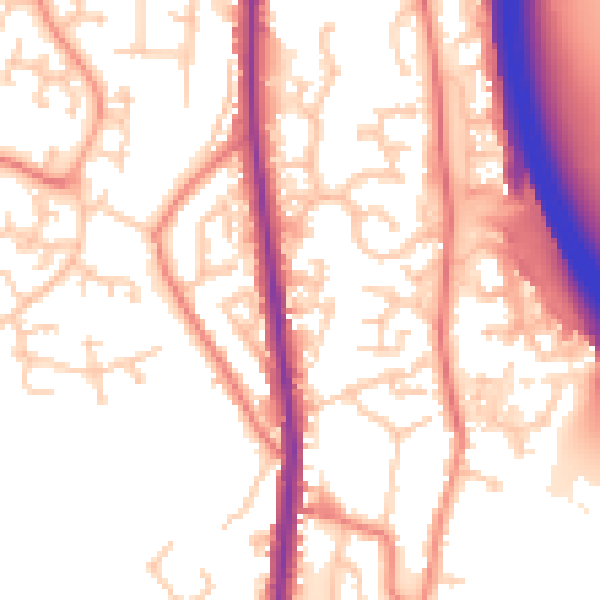 Daytime road noise heatmap for PR6 7JF