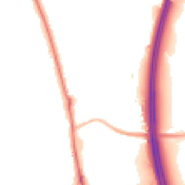 Night-time road noise heatmap for PR6 7JX