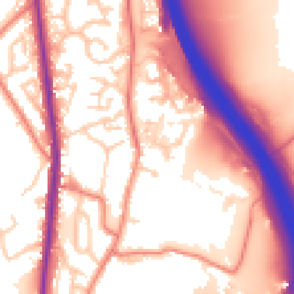Daytime road noise heatmap for PR6 7NL