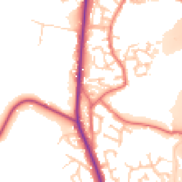 Daytime road noise heatmap for PR6 7NX