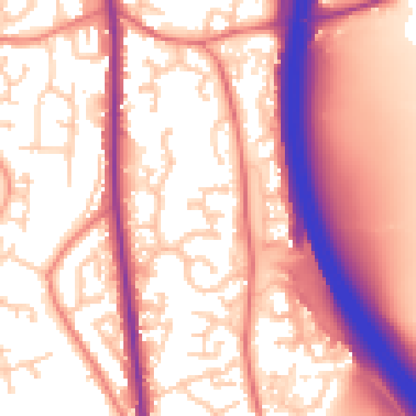Daytime road noise heatmap for PR6 7RW