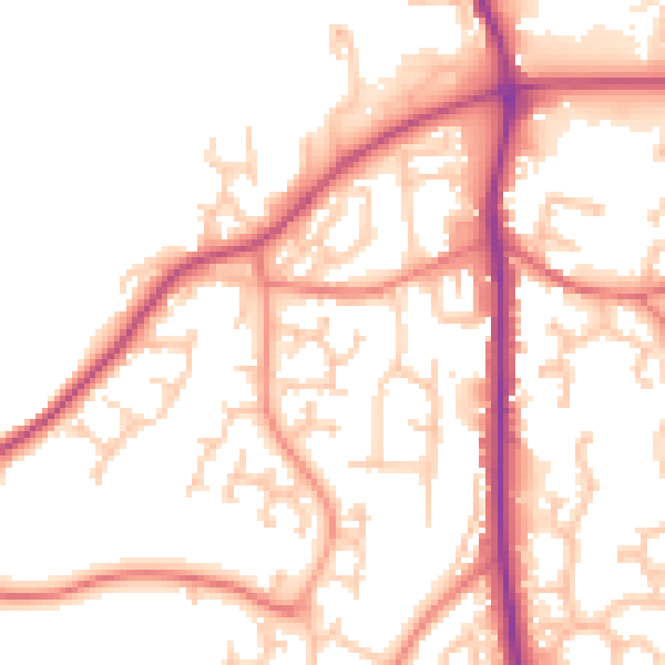 Daytime road noise heatmap for PR6 7UA