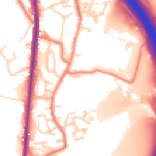 Daytime road noise heatmap for PR6 7XQ