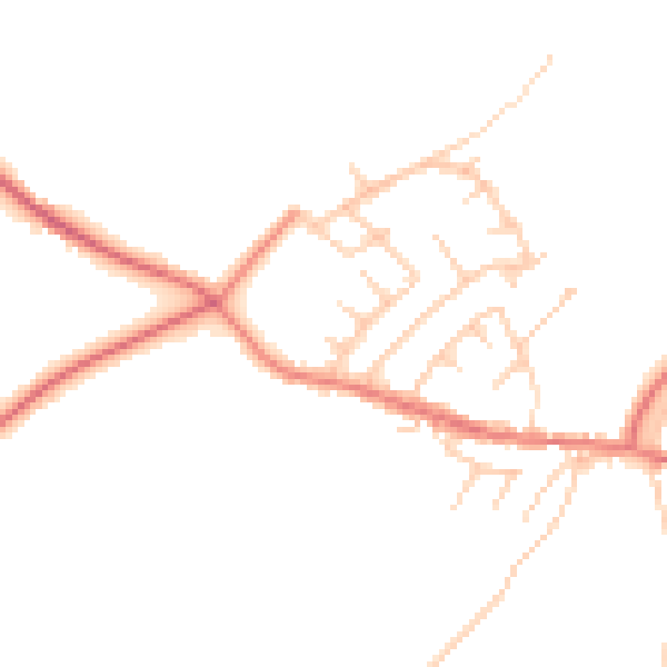 Daytime road noise heatmap for PR6 8PY
