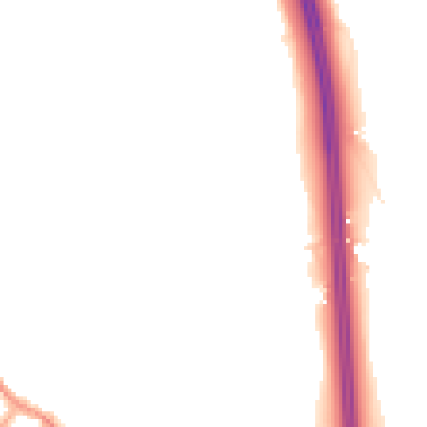 Night-time road noise heatmap for PR6 9EU