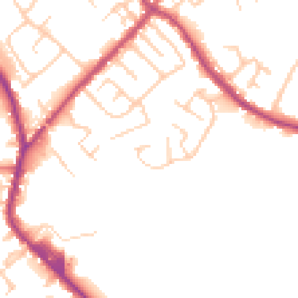Daytime road noise heatmap for PR6 9FW
