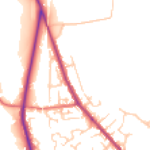 Daytime road noise heatmap for PR6 9JP