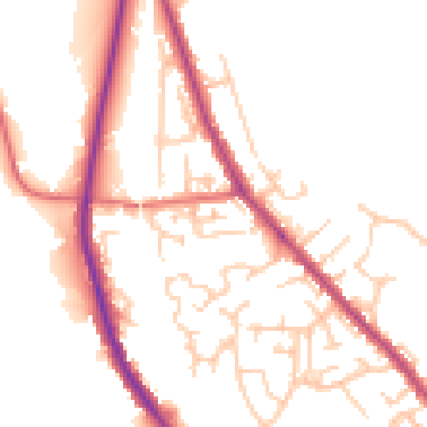 Daytime road noise heatmap for PR6 9LA