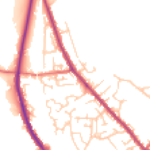 Daytime road noise heatmap for PR6 9LB