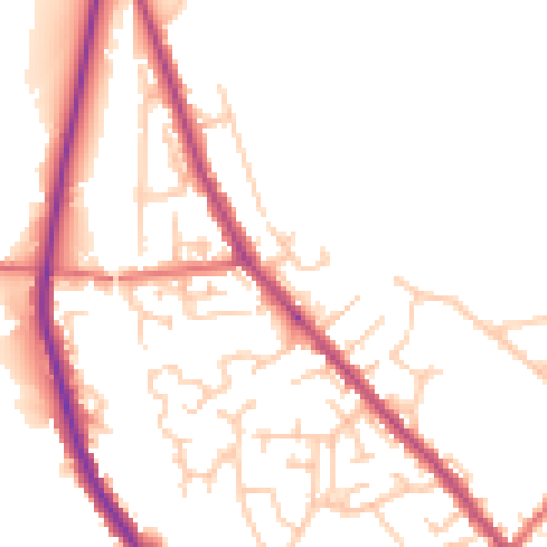 Daytime road noise heatmap for PR6 9LD