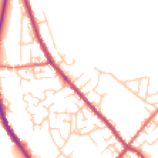 Daytime road noise heatmap for PR6 9LE