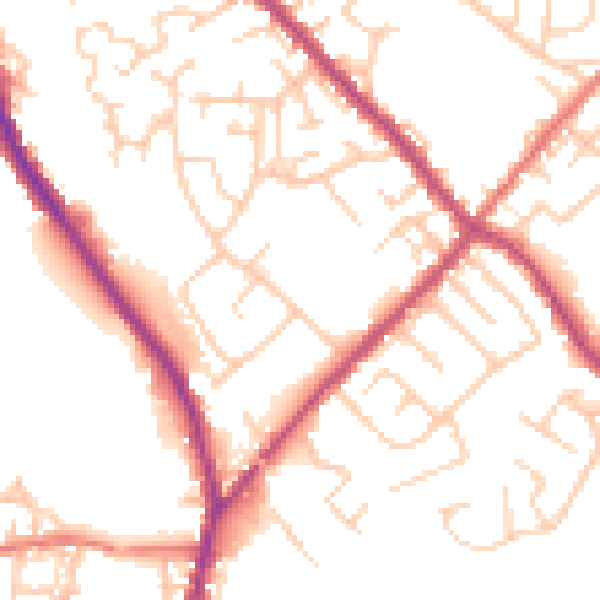 Daytime road noise heatmap for PR6 9RH