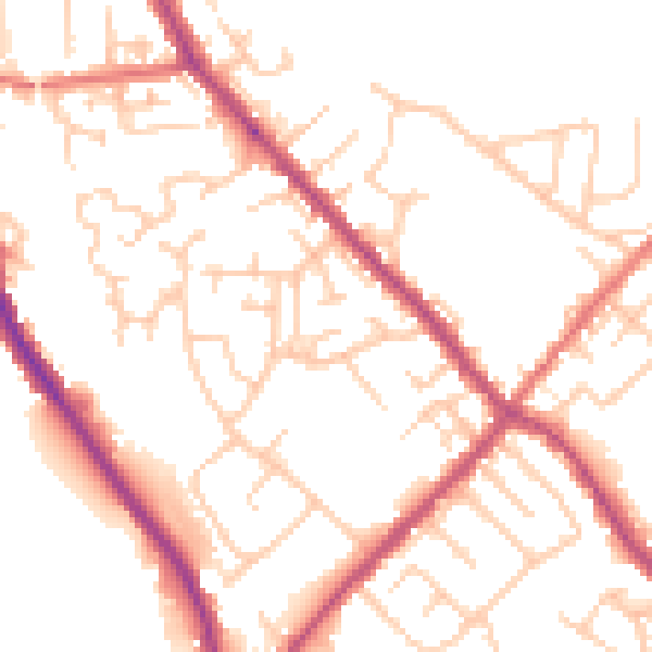 Daytime road noise heatmap for PR6 9RU
