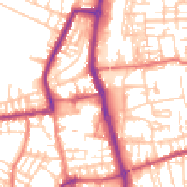Daytime road noise heatmap for PR7 1AB
