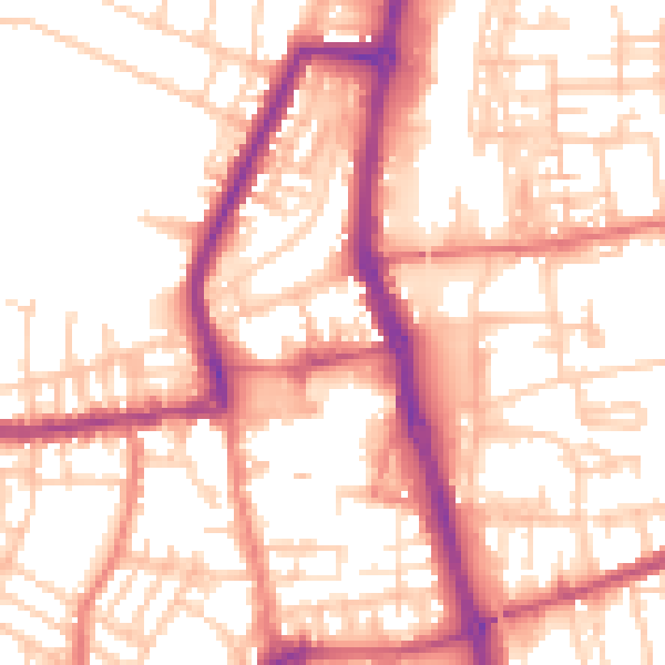 Daytime road noise heatmap for PR7 1AE