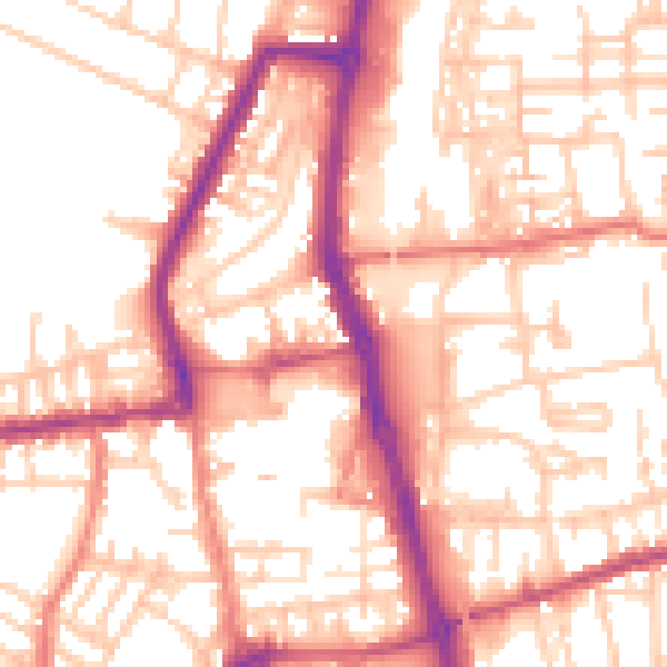 Daytime road noise heatmap for PR7 1AF