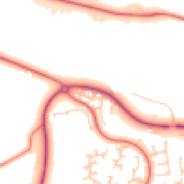 Daytime road noise heatmap for PR7 1BF