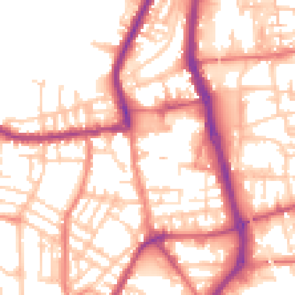 Daytime road noise heatmap for PR7 1BH