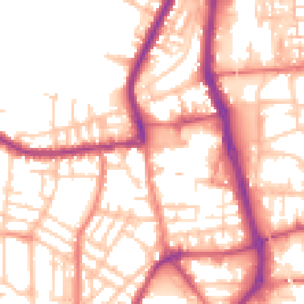 Daytime road noise heatmap for PR7 1BJ