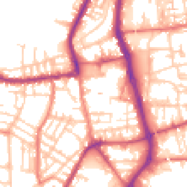 Daytime road noise heatmap for PR7 1BN