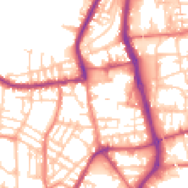 Daytime road noise heatmap for PR7 1BQ