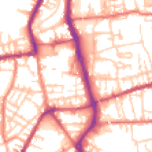 Daytime road noise heatmap for PR7 1BS