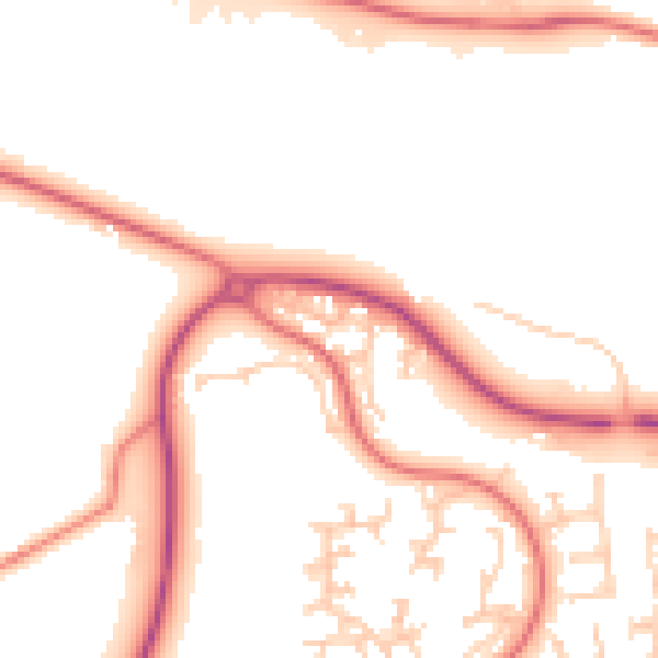Daytime road noise heatmap for PR7 1BT