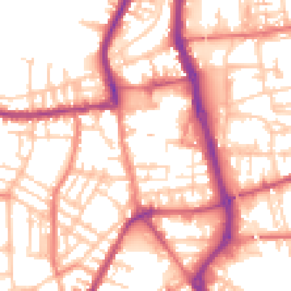 Daytime road noise heatmap for PR7 1BW