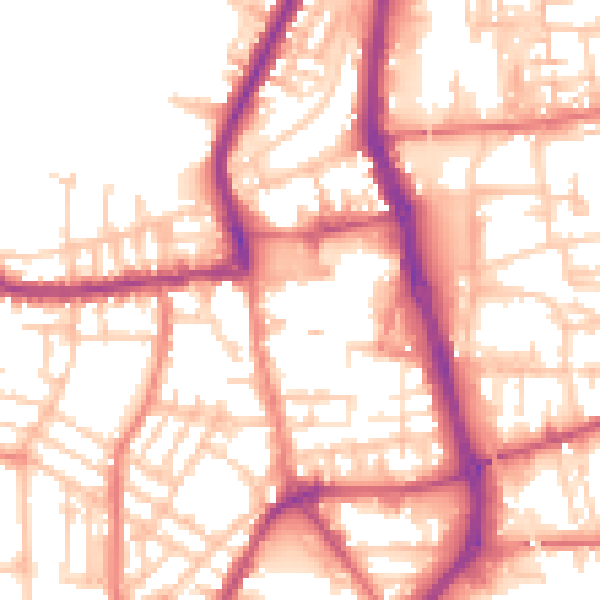 Daytime road noise heatmap for PR7 1DA