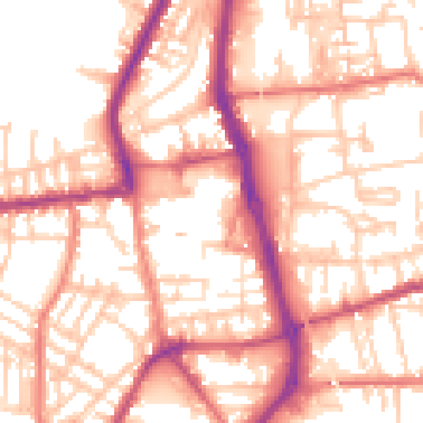 Daytime road noise heatmap for PR7 1DE