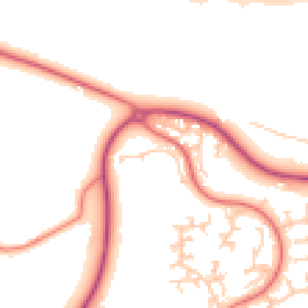 Daytime road noise heatmap for PR7 1DG