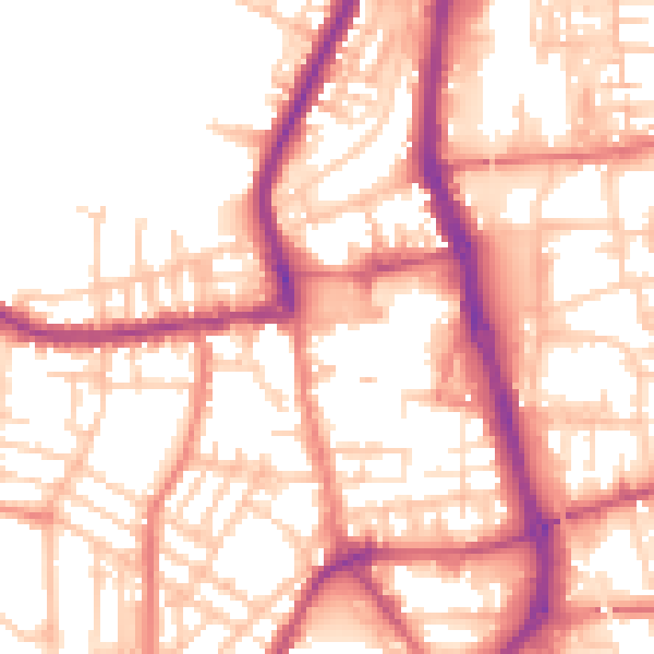 Daytime road noise heatmap for PR7 1DN