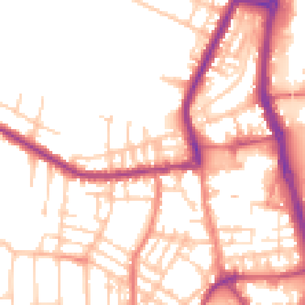 Daytime road noise heatmap for PR7 1DX