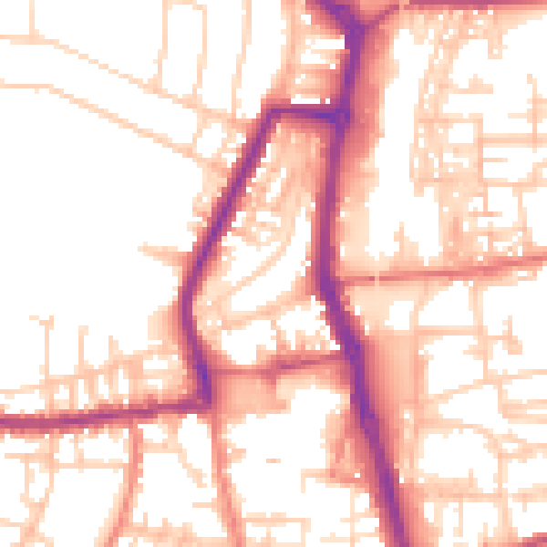 Daytime road noise heatmap for PR7 1EE