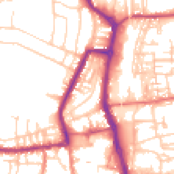 Daytime road noise heatmap for PR7 1EG