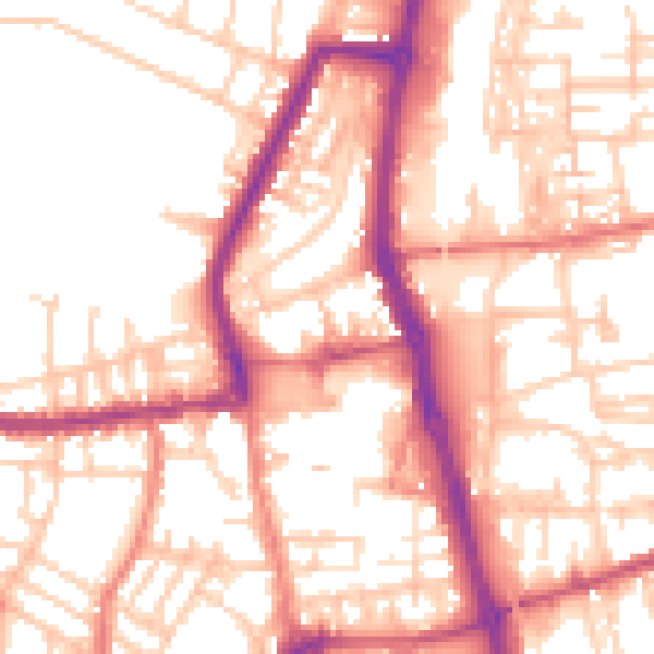 Daytime road noise heatmap for PR7 1EH