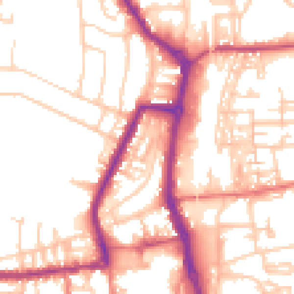 Daytime road noise heatmap for PR7 1EN