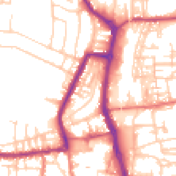 Daytime road noise heatmap for PR7 1EQ