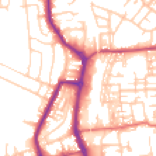 Daytime road noise heatmap for PR7 1EX