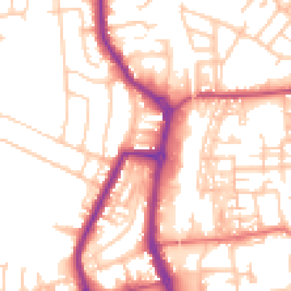 Daytime road noise heatmap for PR7 1EZ