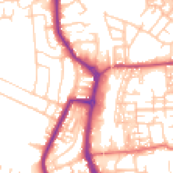 Daytime road noise heatmap for PR7 1HB