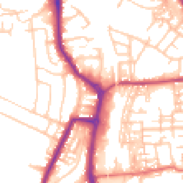 Daytime road noise heatmap for PR7 1HE