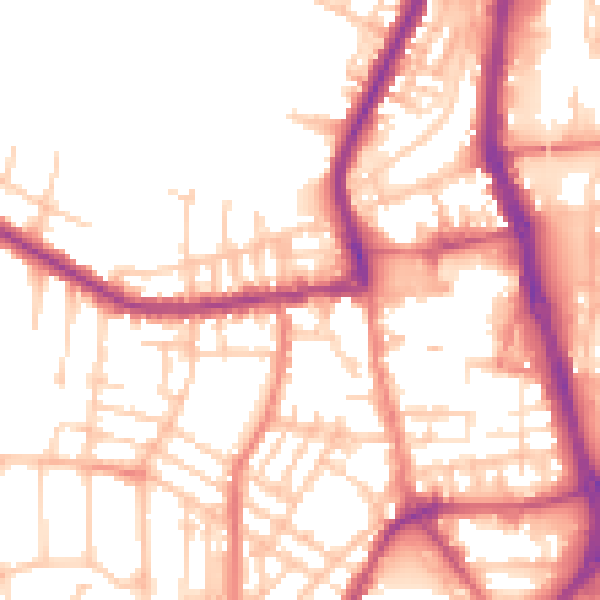 Daytime road noise heatmap for PR7 1HP
