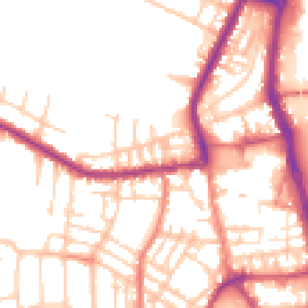 Daytime road noise heatmap for PR7 1JA