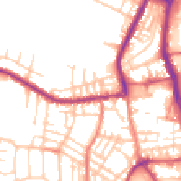 Daytime road noise heatmap for PR7 1JB