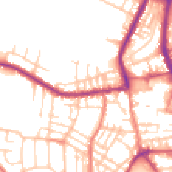 Daytime road noise heatmap for PR7 1JD
