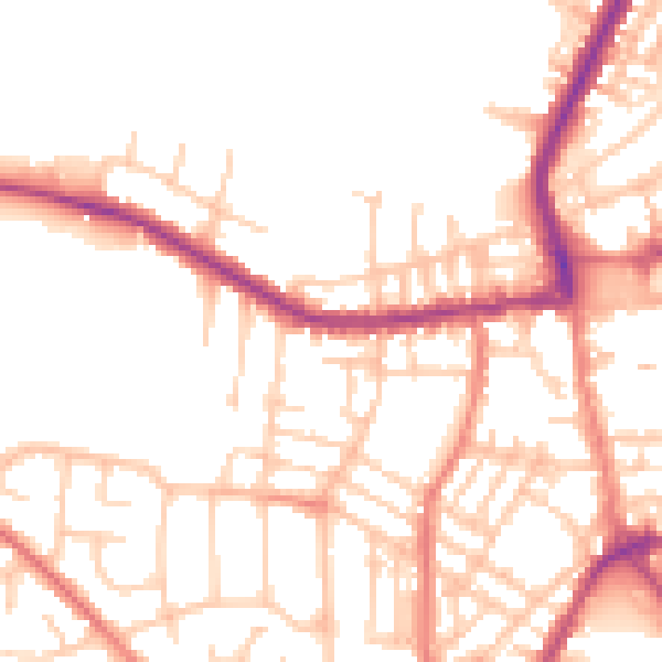 Daytime road noise heatmap for PR7 1LB