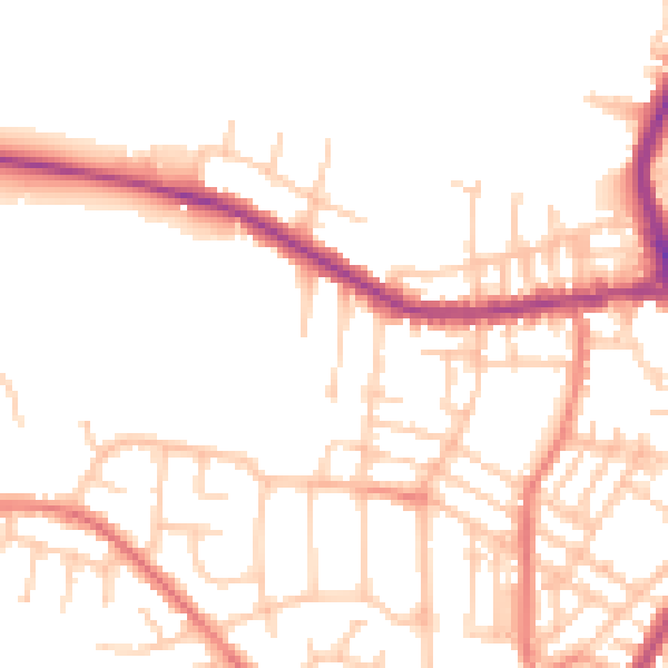 Daytime road noise heatmap for PR7 1LQ